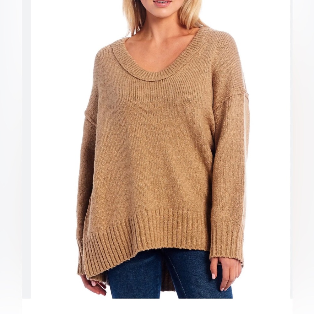 Free People “ Brookside” Women’s Scoop Neck Tan Pullover Sweater Size S